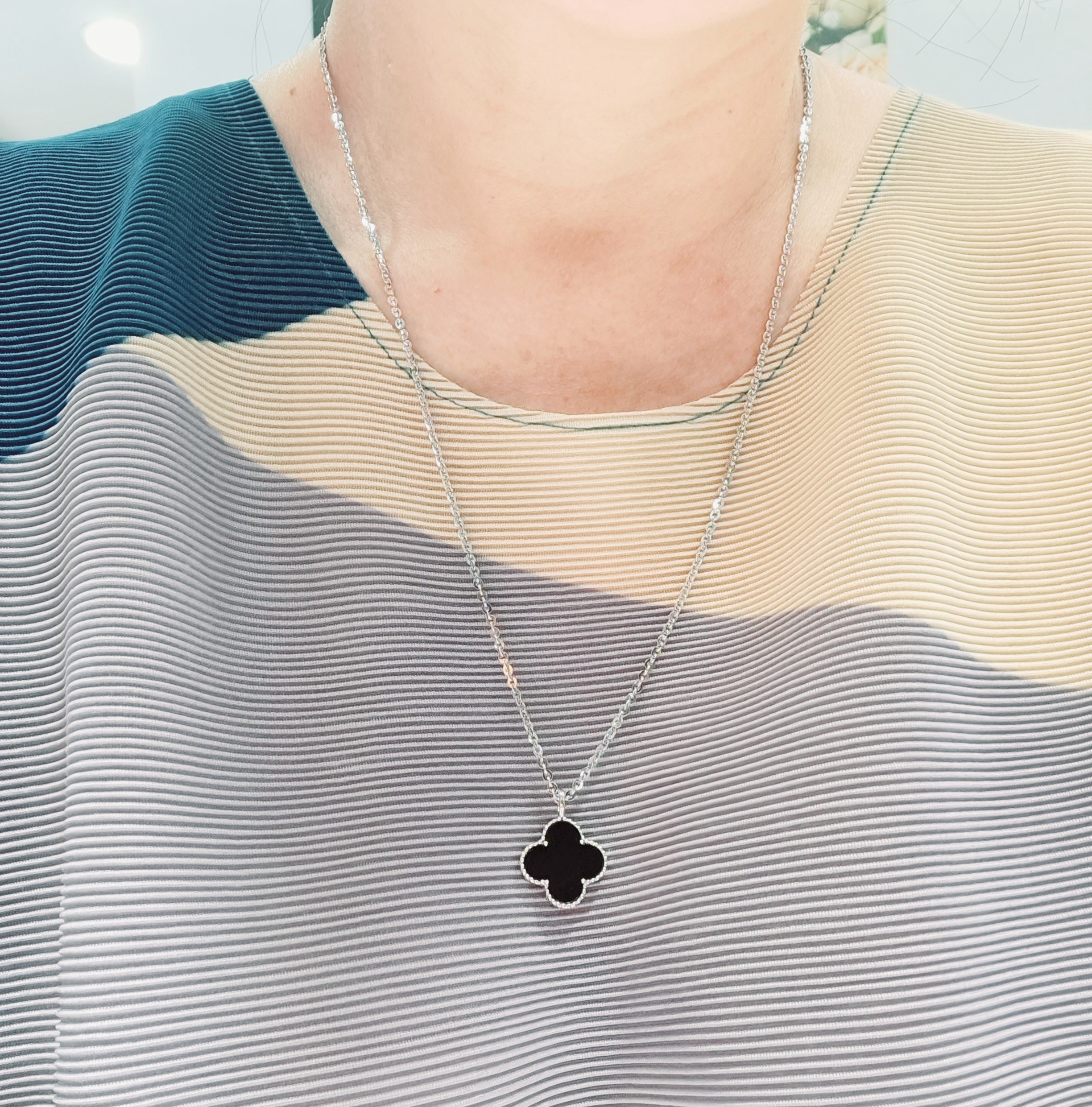 Onyx Clover Pendant