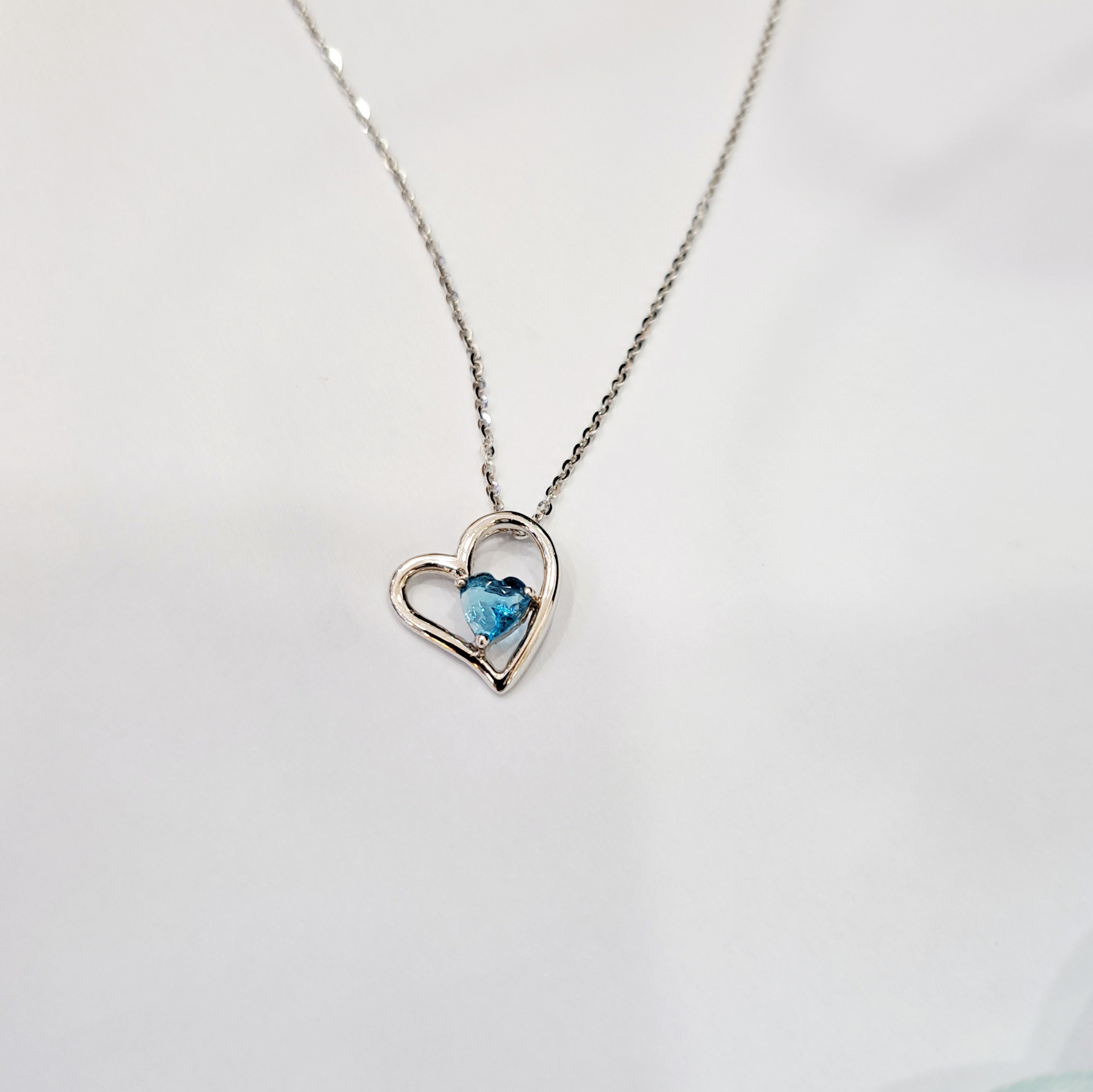 Blue Topaz Heart Shape Necklace