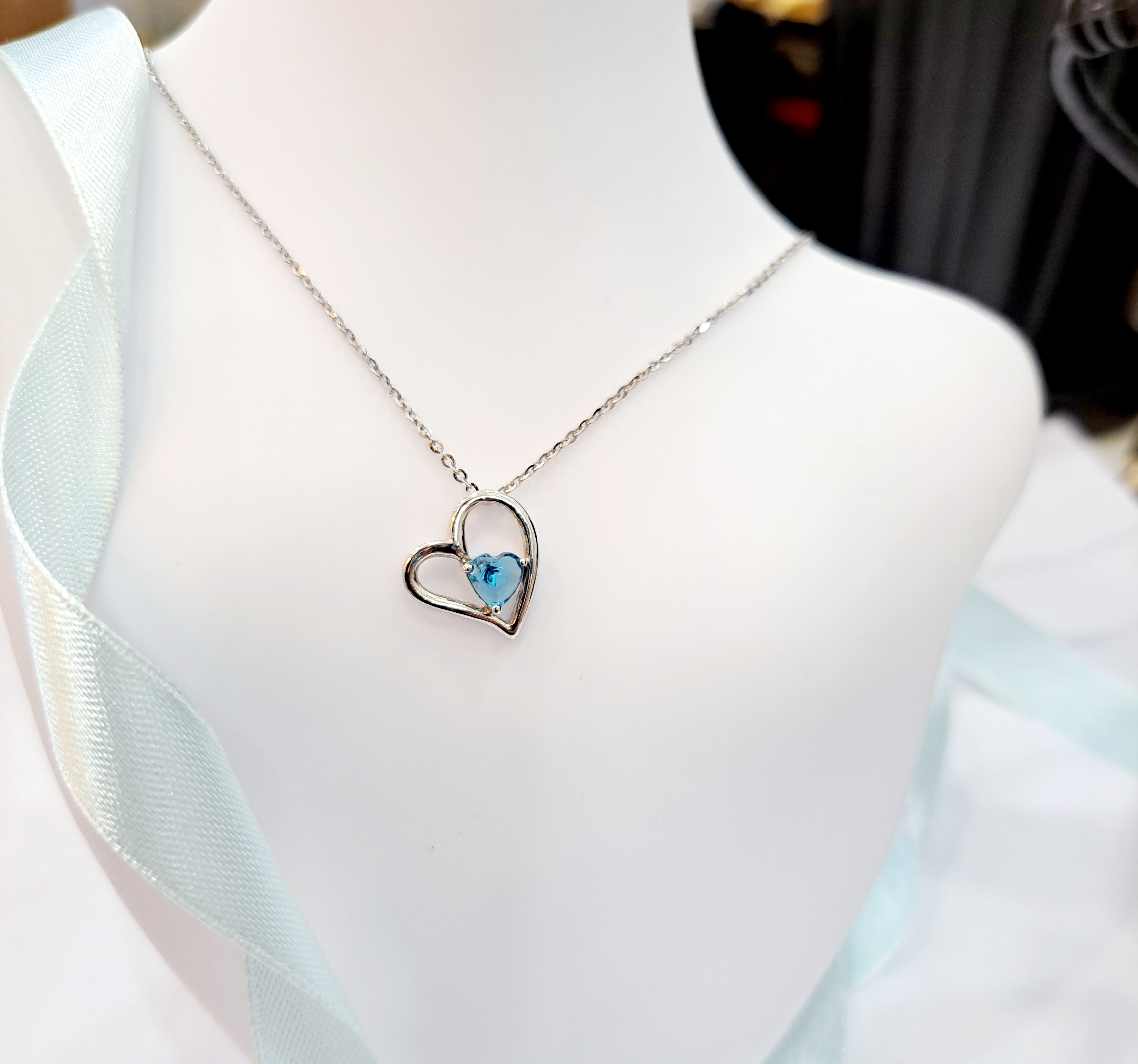 Blue Topaz Heart Shape Necklace