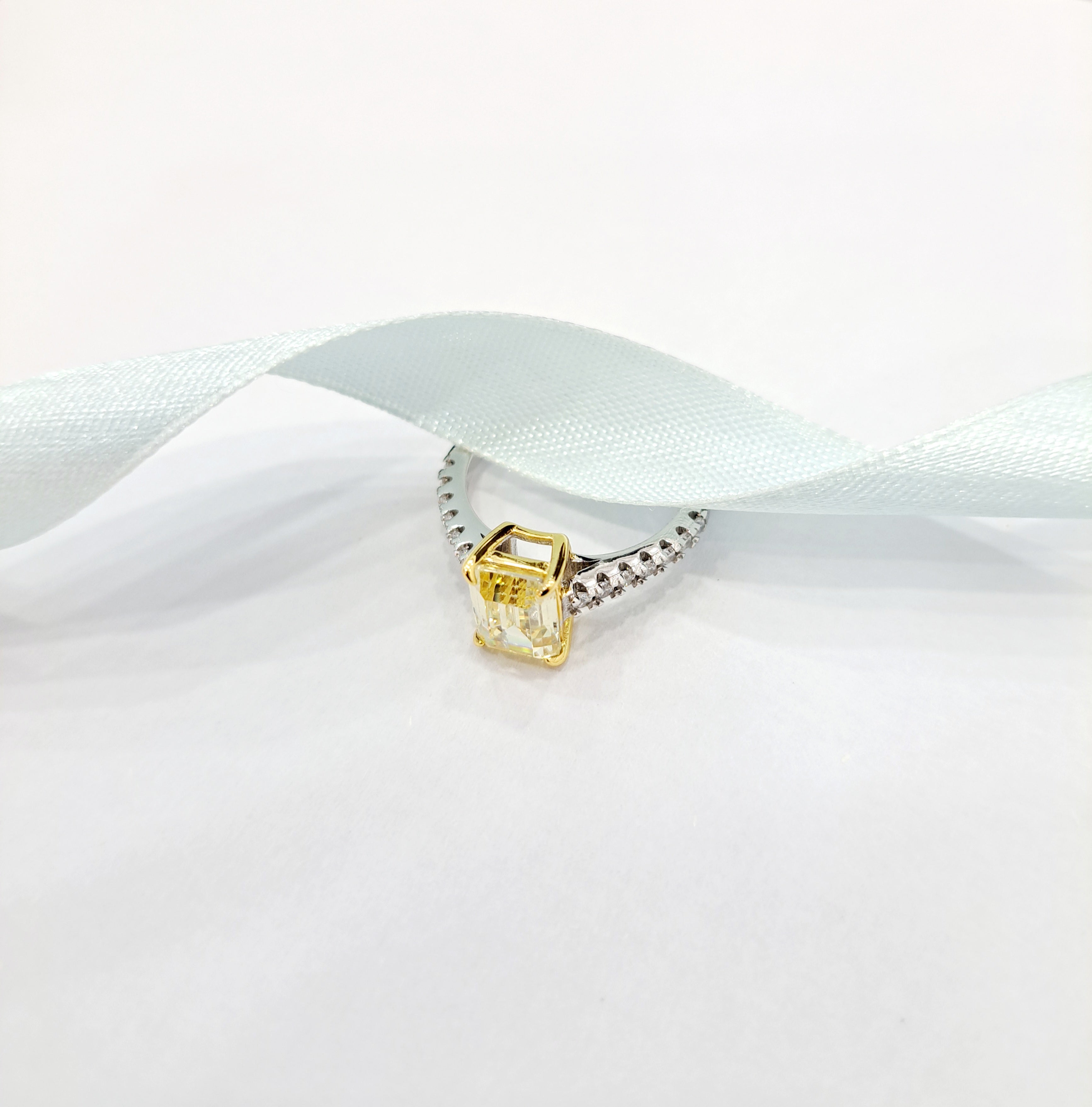 Elegant Canary Simulated Diamond Ring