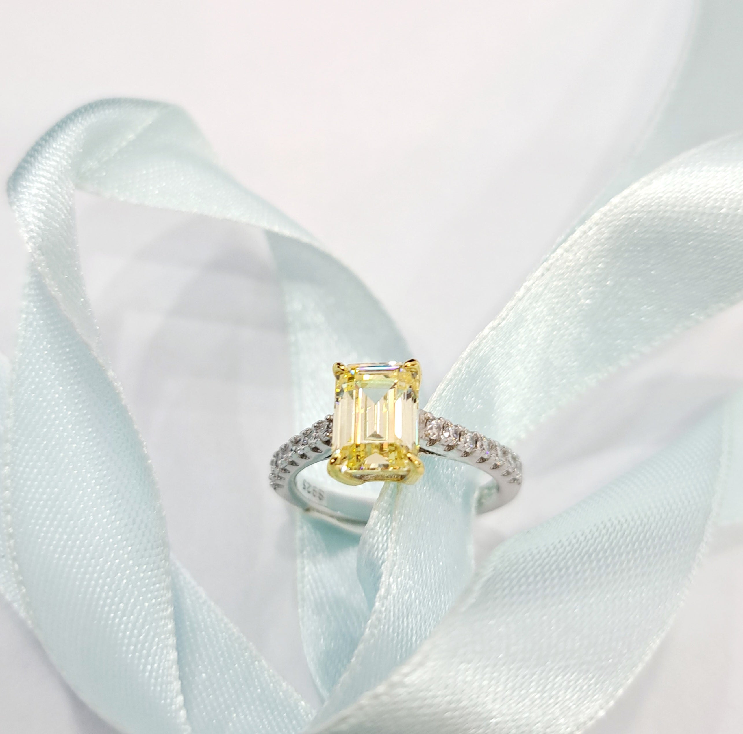 Elegant Canary Simulated Diamond Ring