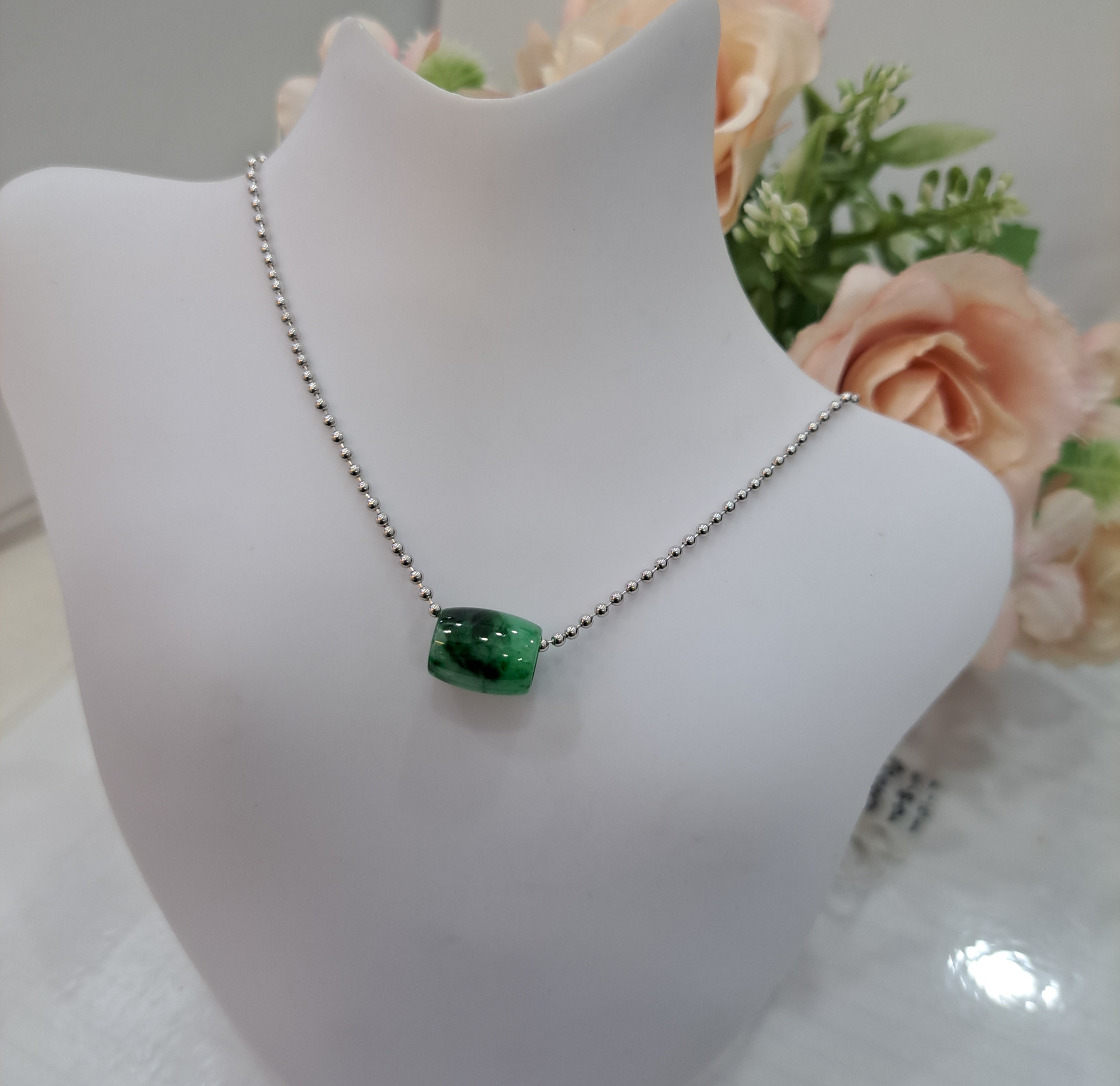 Burmese Jade Barrel Necklace