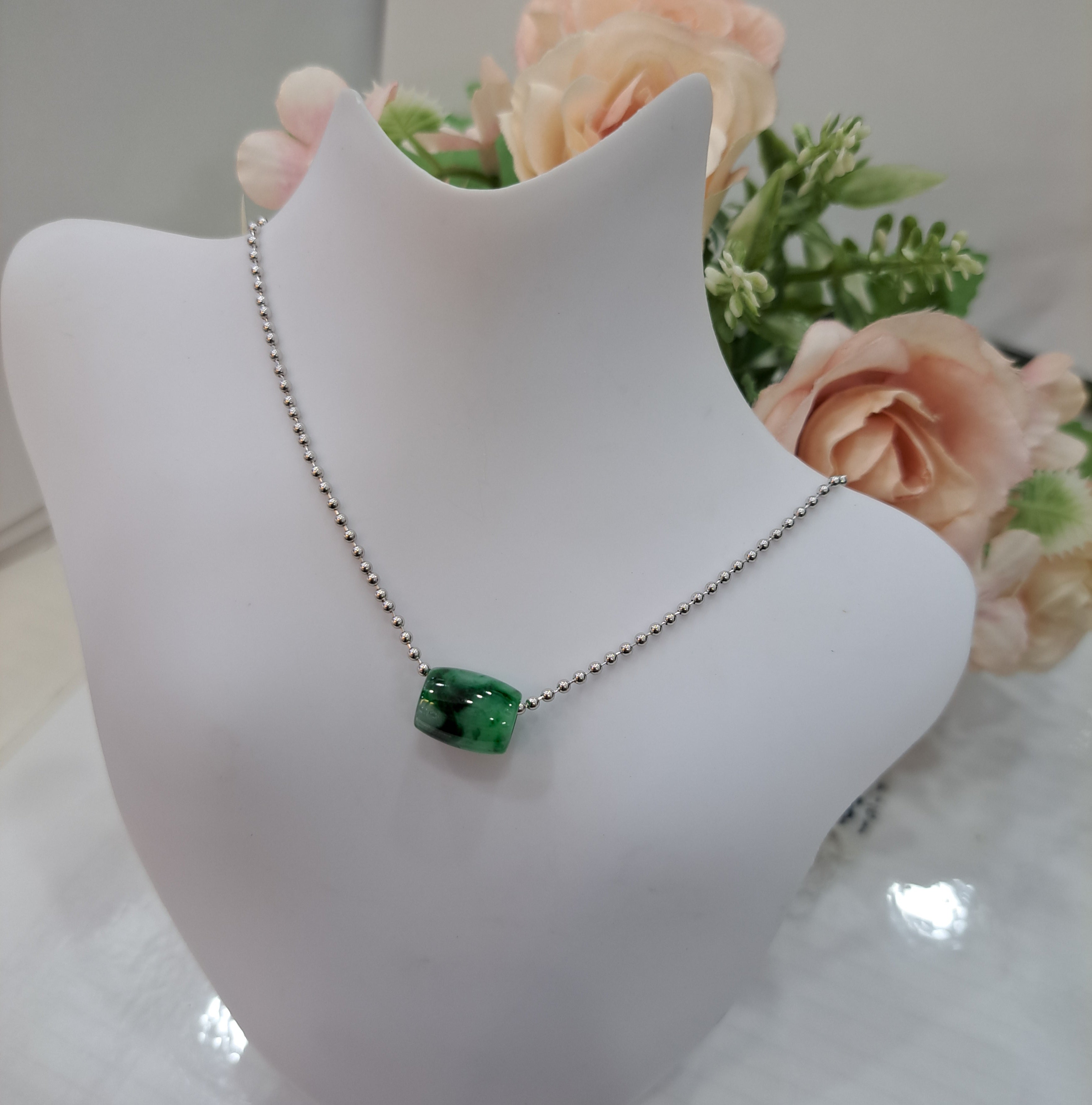 Burmese Jade Barrel Necklace