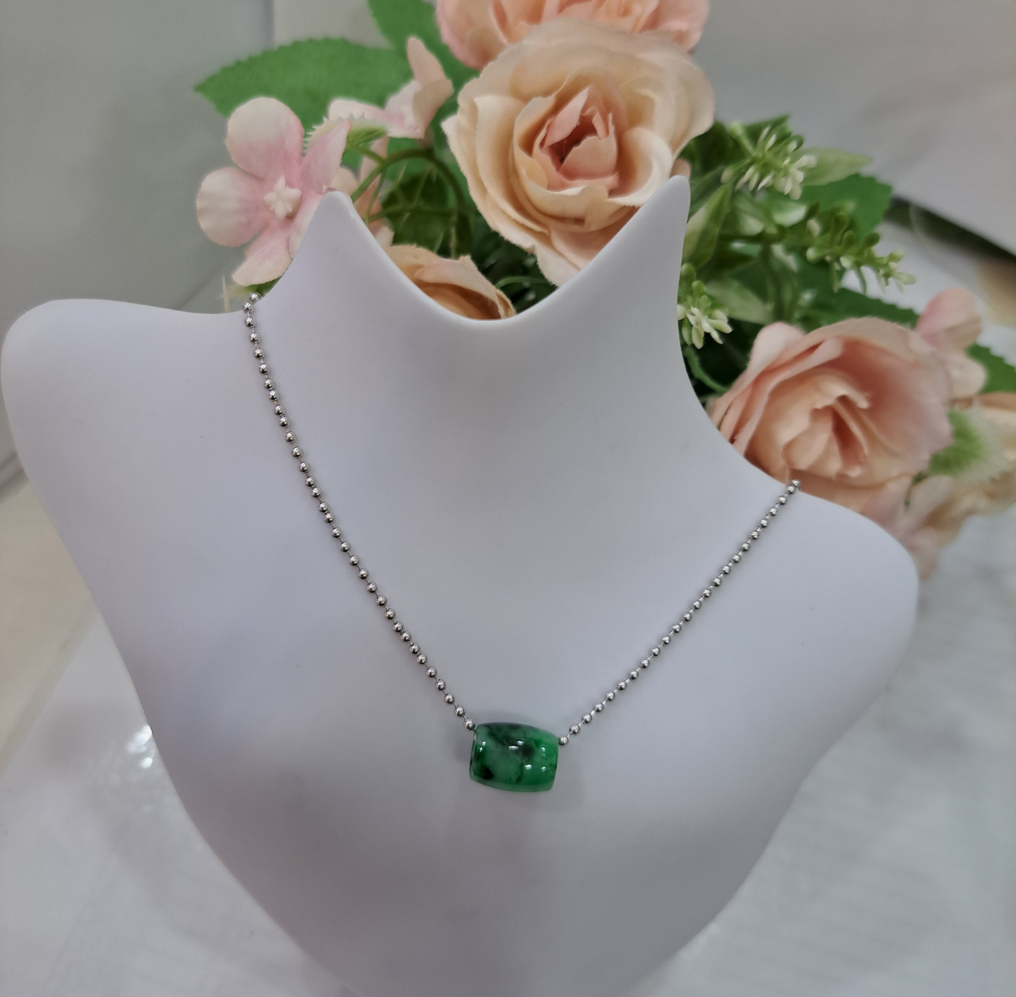 Burmese Jade Barrel Necklace