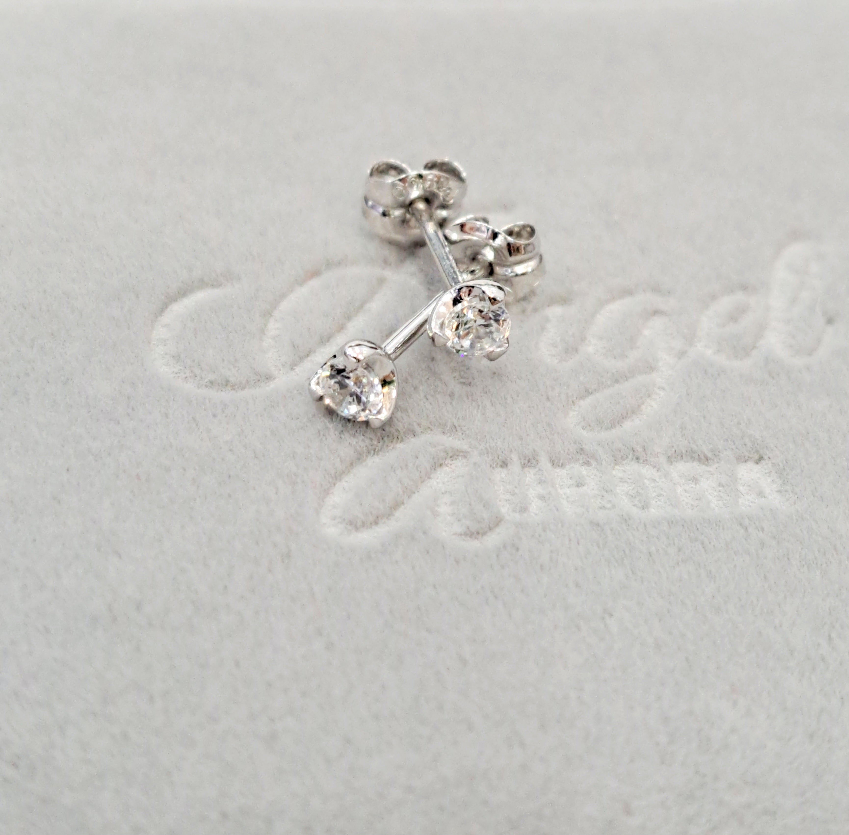 Dainty Platinum Diamond Earrings