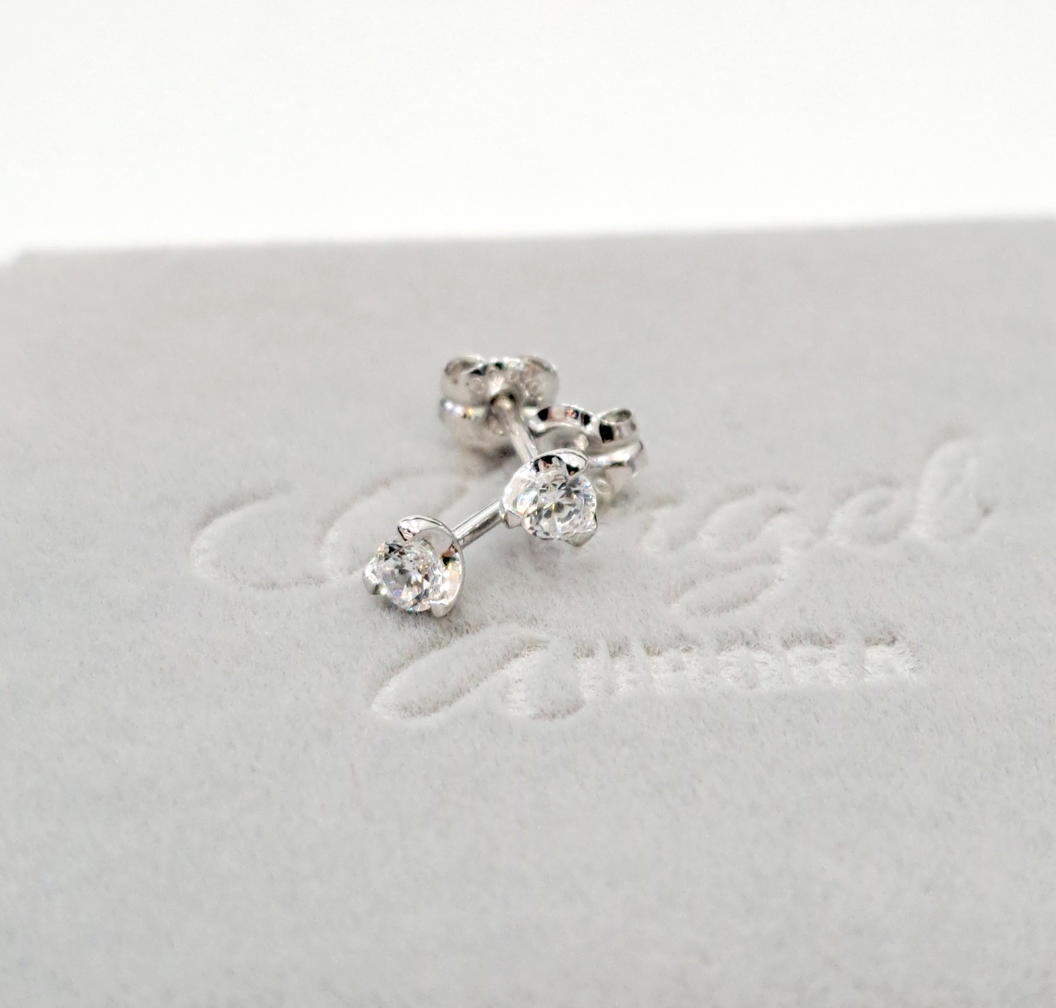 Dainty Platinum Diamond Earrings