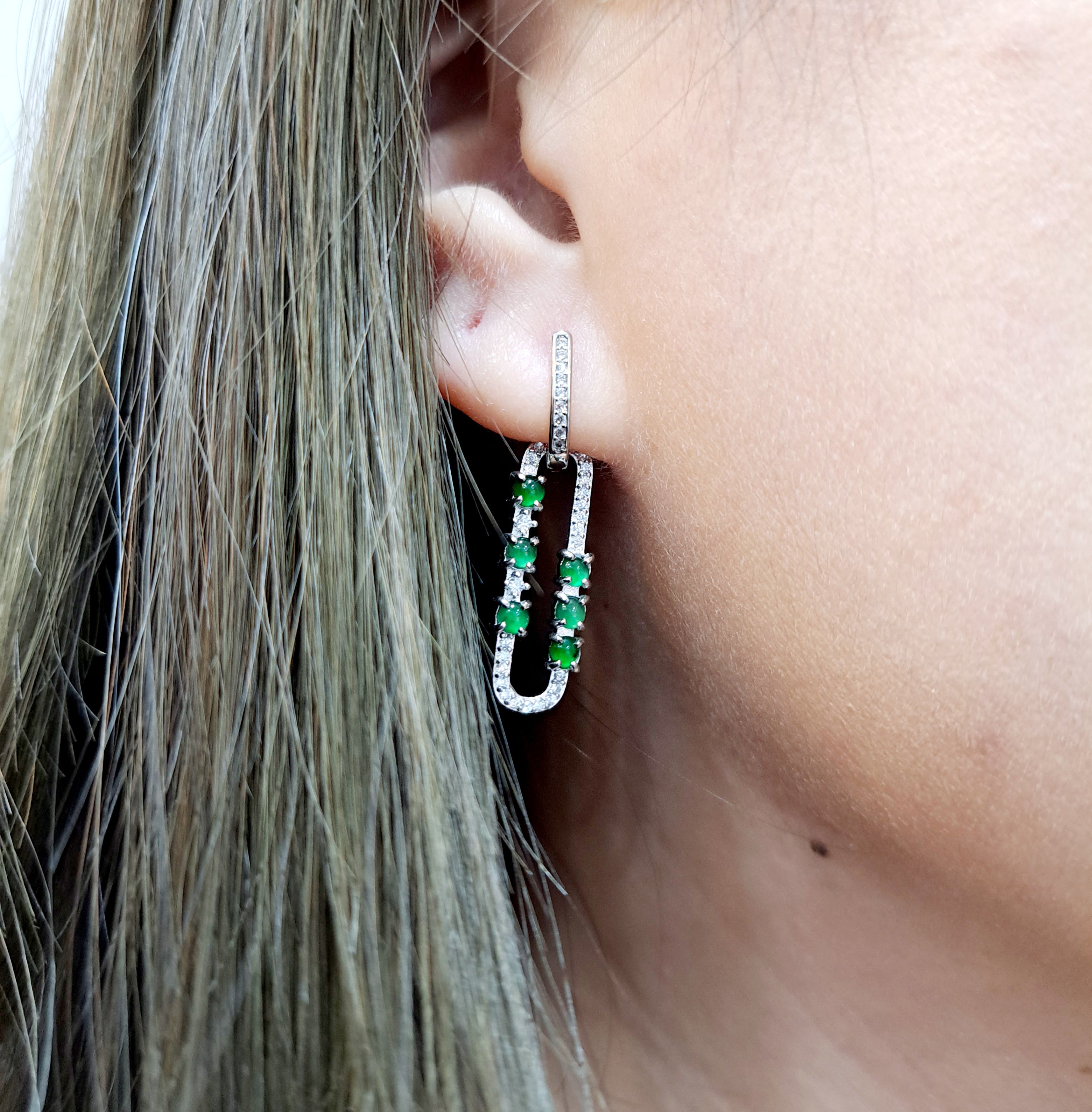 Detachable Jade loop Earrings