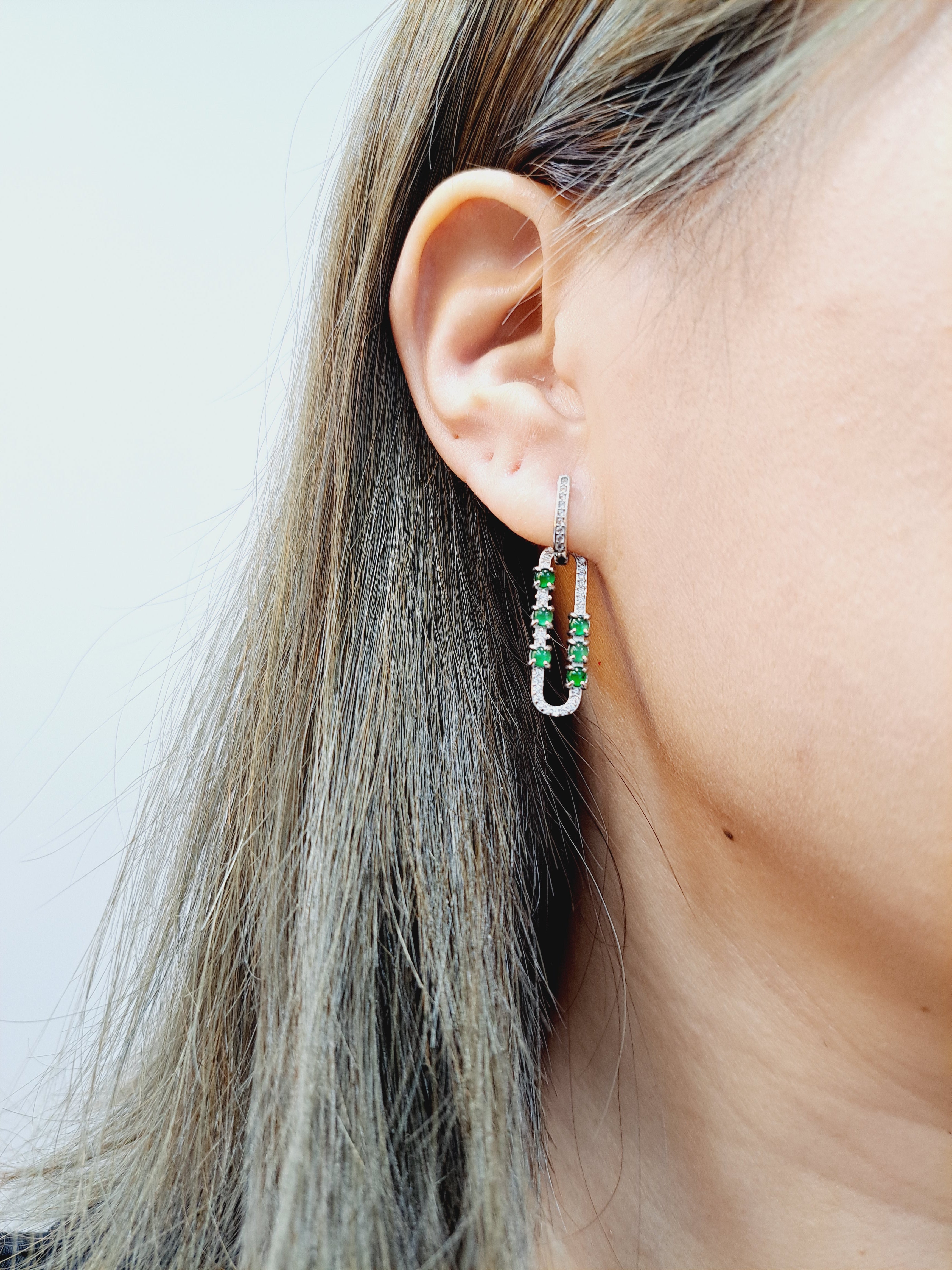 Detachable Jade loop Earrings