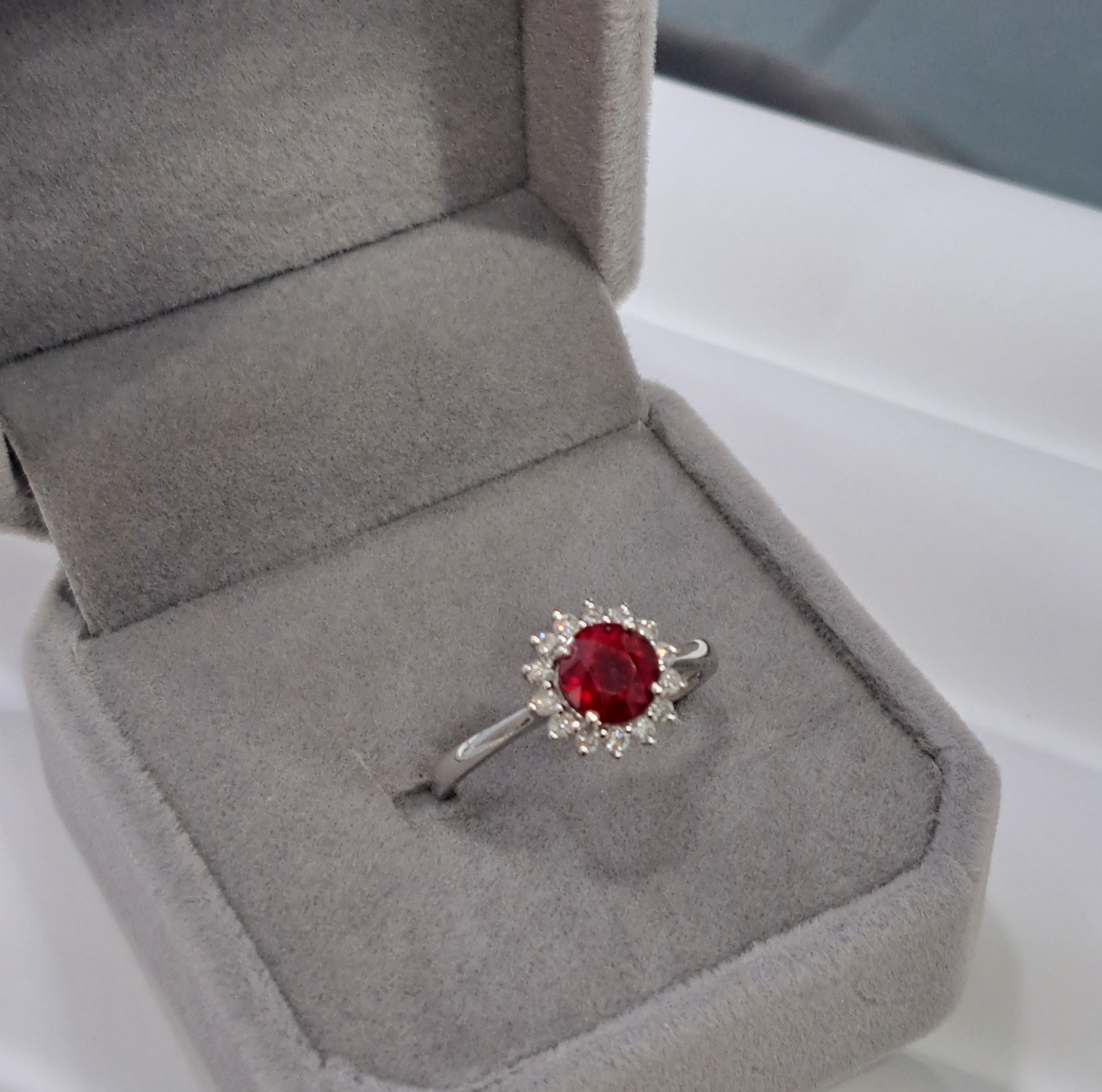 Cluster Ruby Diamond Ring