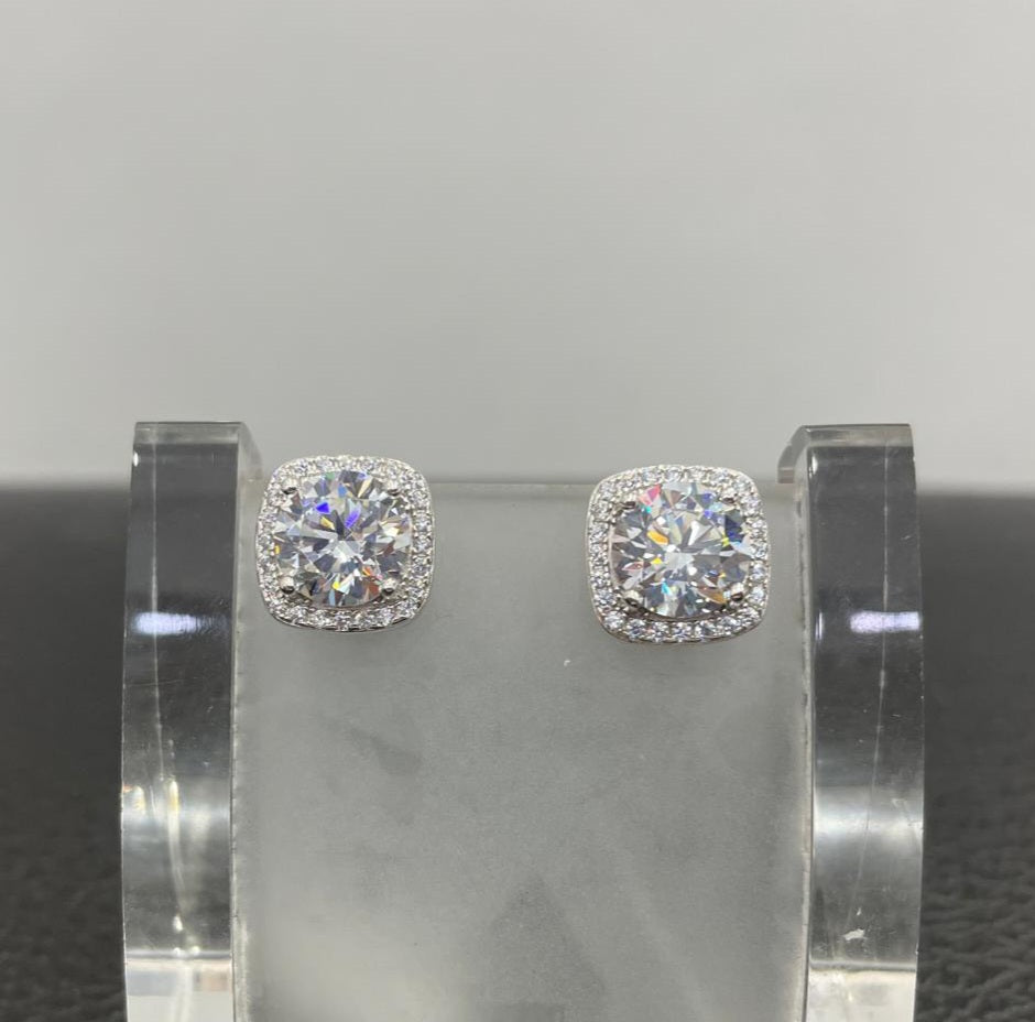 Square Halo 2.00 carats Scintilli Earrings