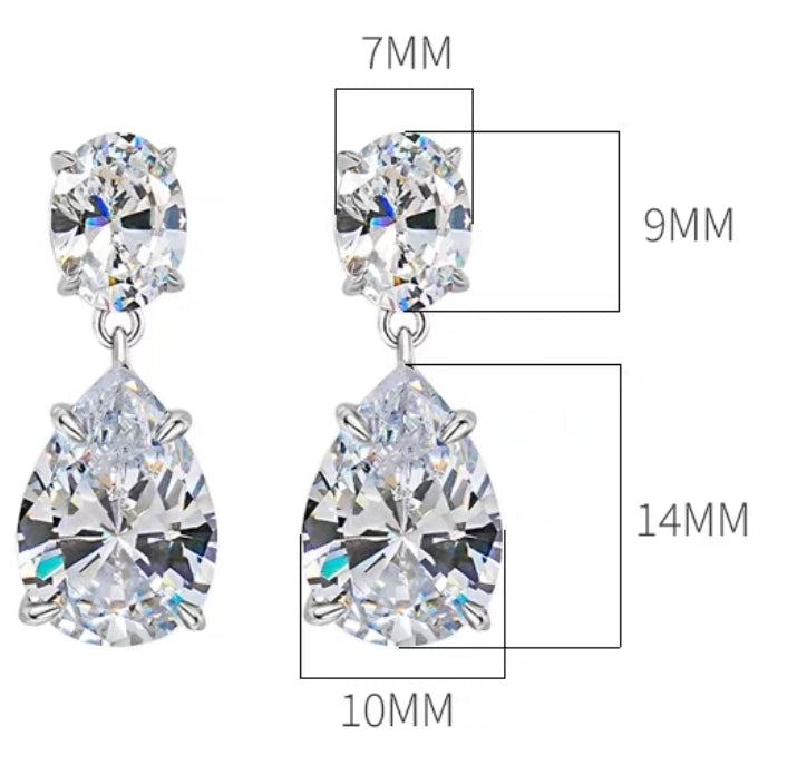 Bridal Dangling Simulated Diamond Earrings