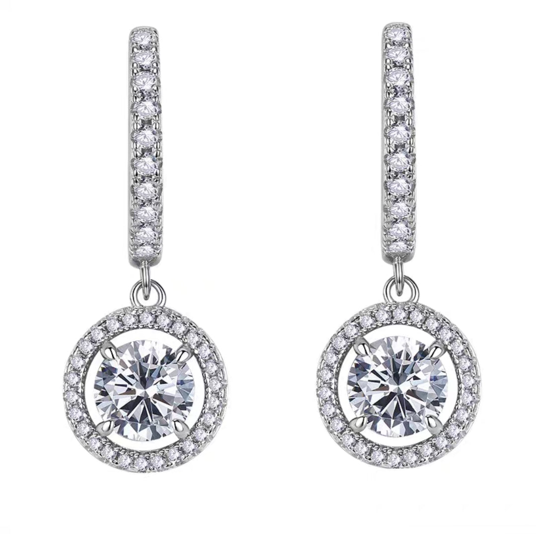 Halo Simulated Diamond Loop Earrings