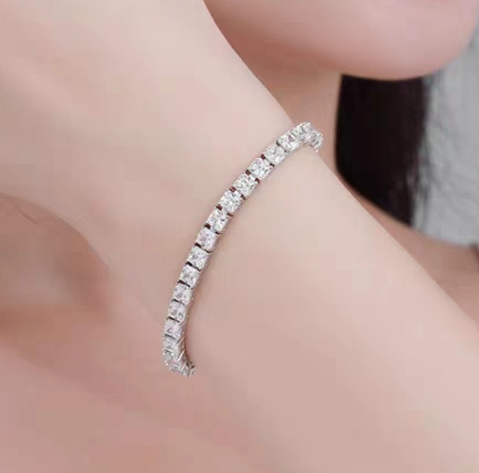 Stunning Square Simulated Diamond Tennis Bracelet