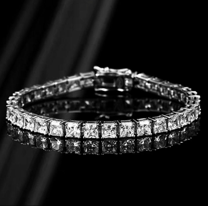 Stunning Square Simulated Diamond Tennis Bracelet