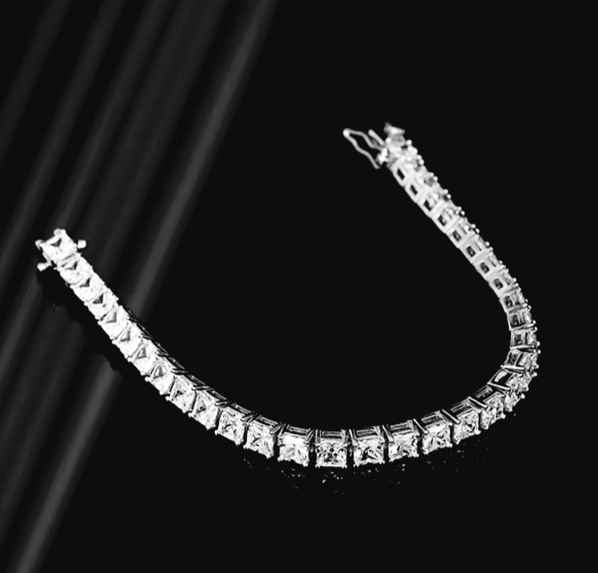 Stunning Square Simulated Diamond Tennis Bracelet