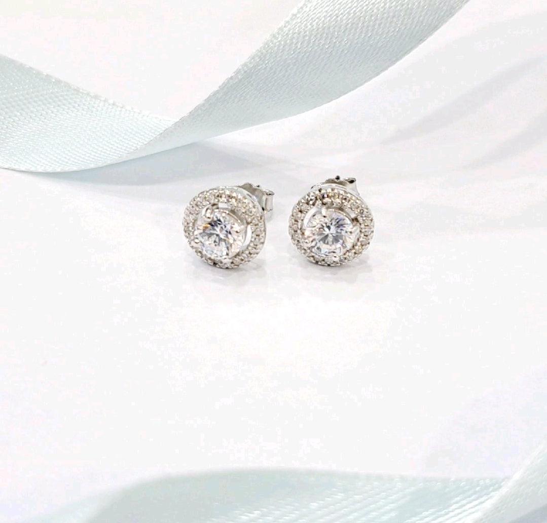 Halo Simulated Diamond Earrings