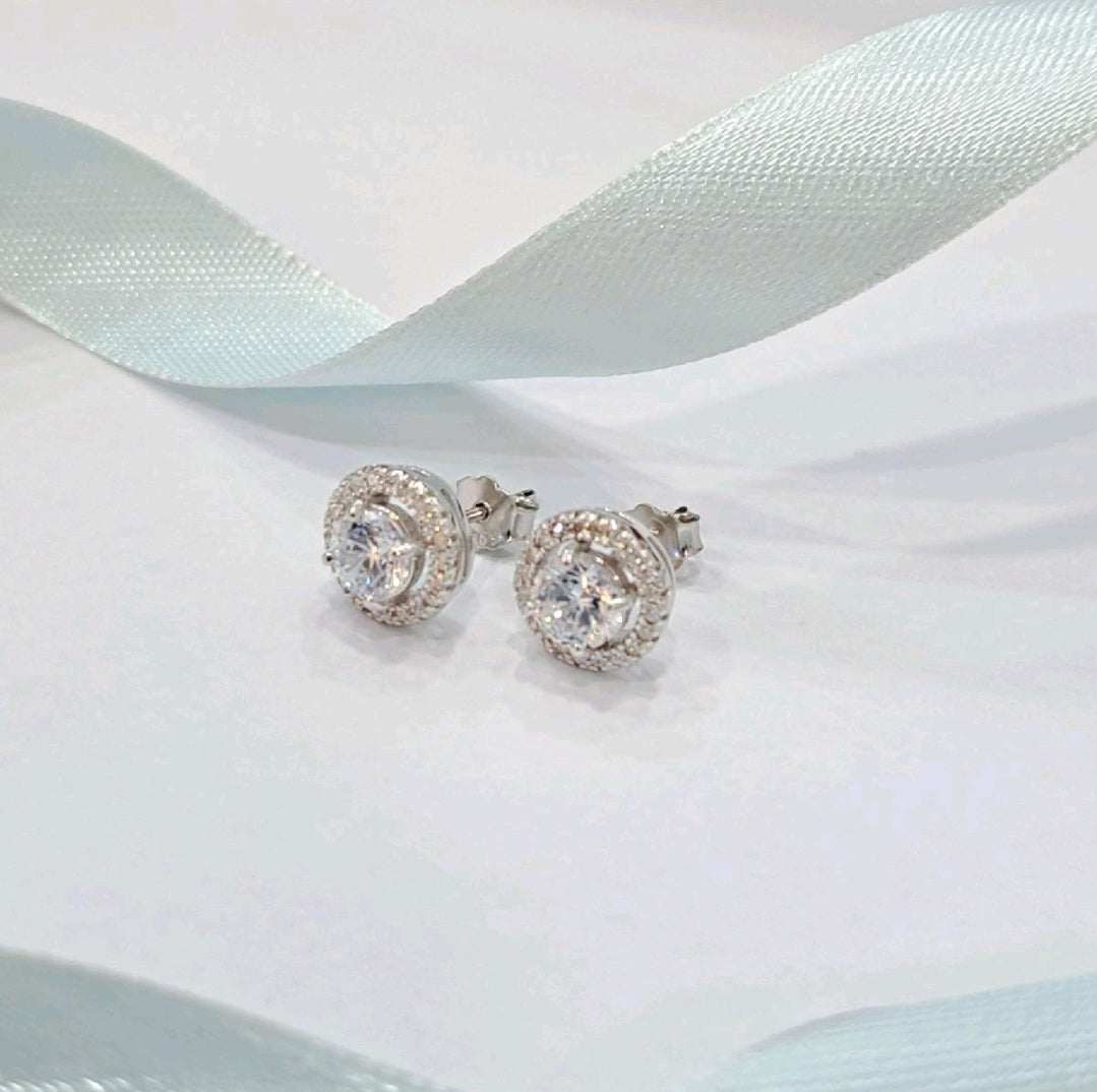 Halo Simulated Diamond Earrings