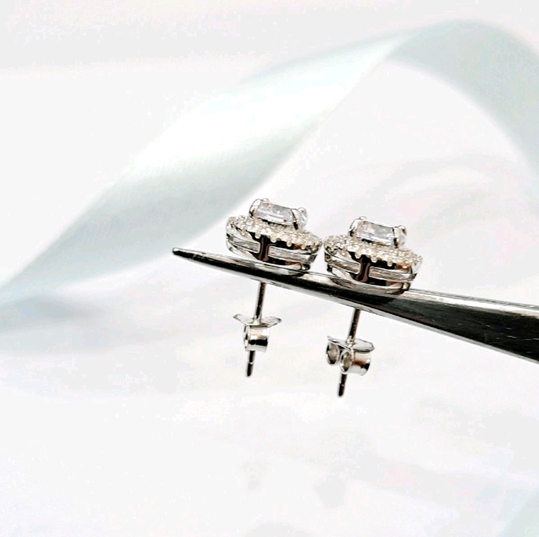 Halo Simulated Diamond Earrings