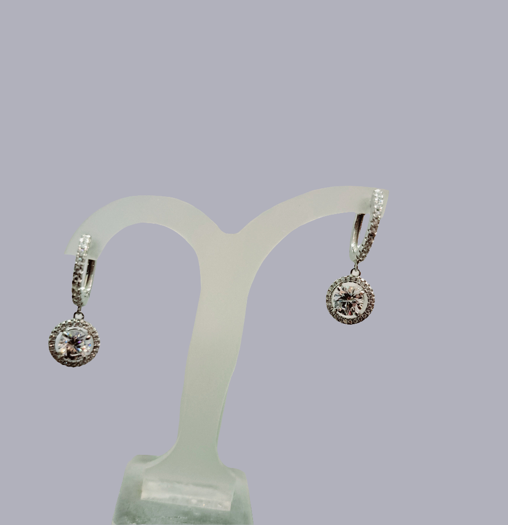 Halo Simulated Diamond Loop Earrings