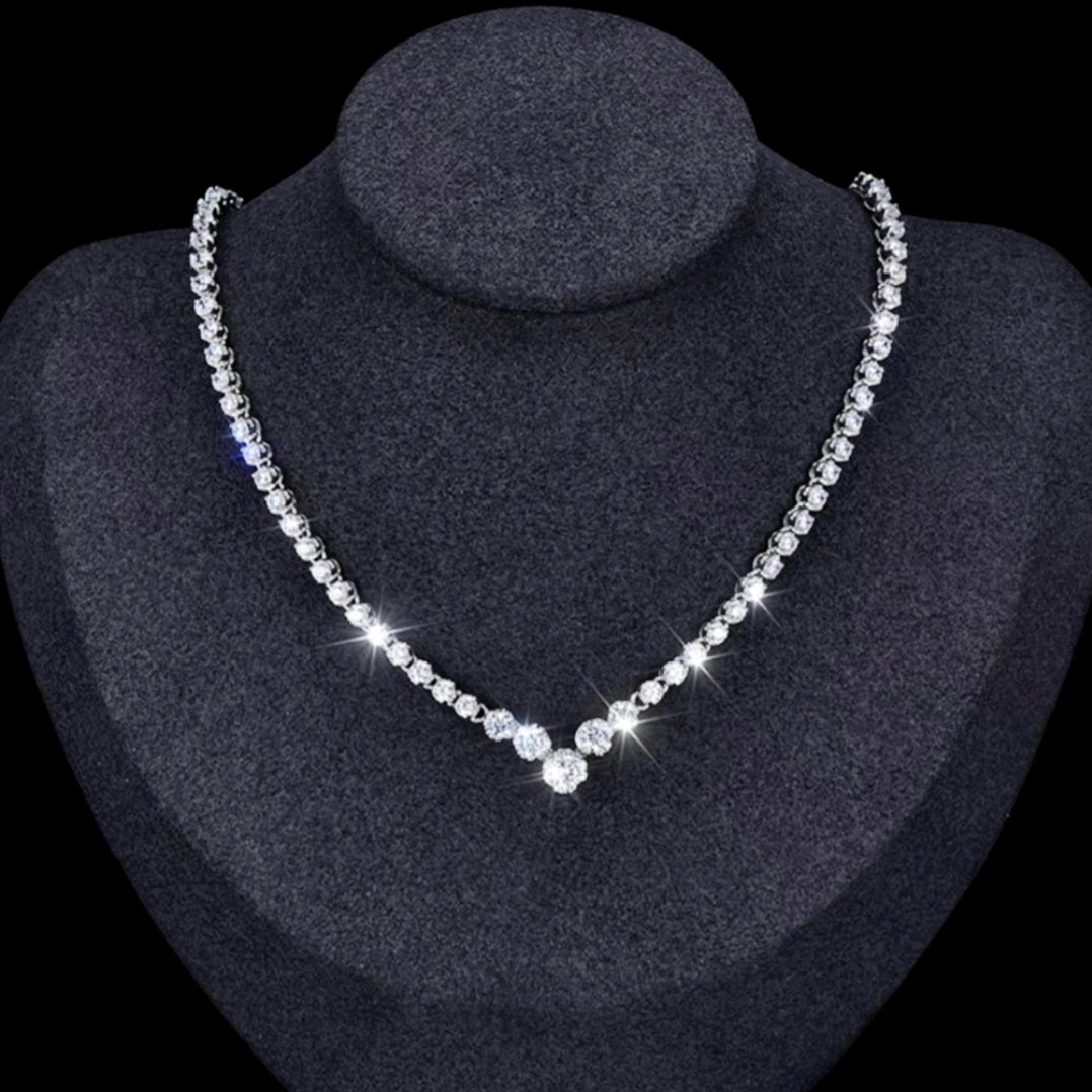 Glamorous Simulated Diamond Tennis Necklace