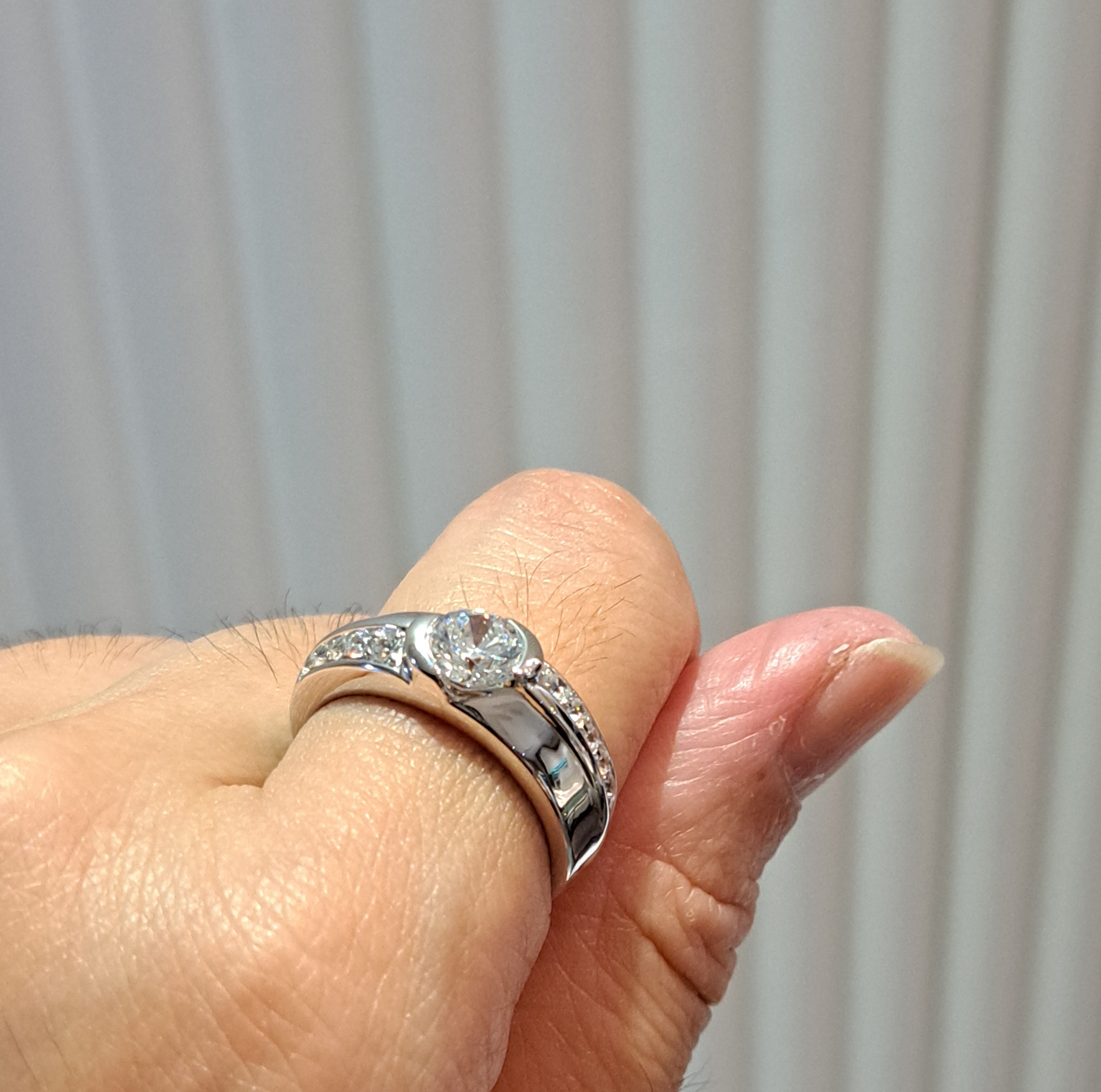 Unique Bezel Simulated Diamond Ring