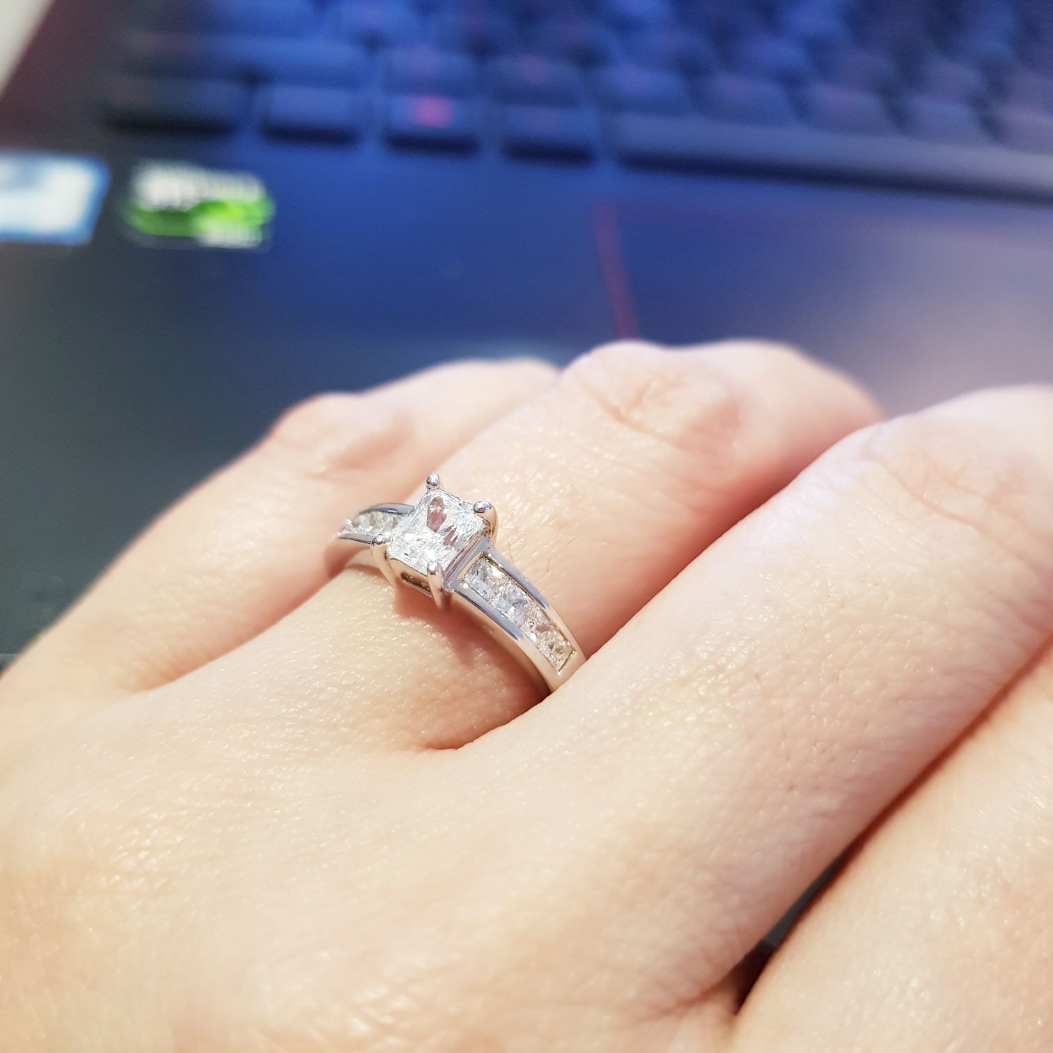 Simulated Diamond Princess cut Engagement Ring