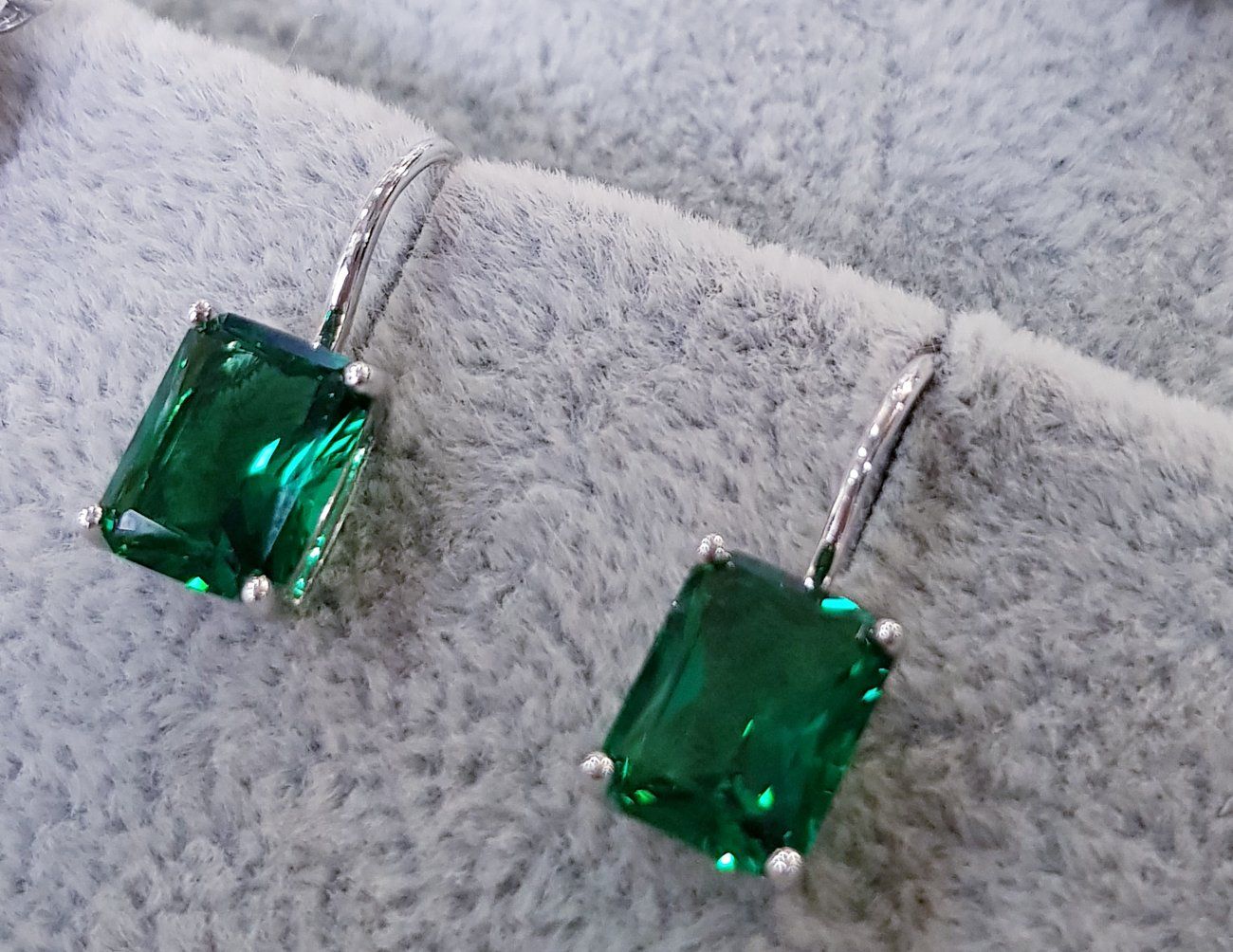 Emerald Diamond Simulants Hoop Earrings