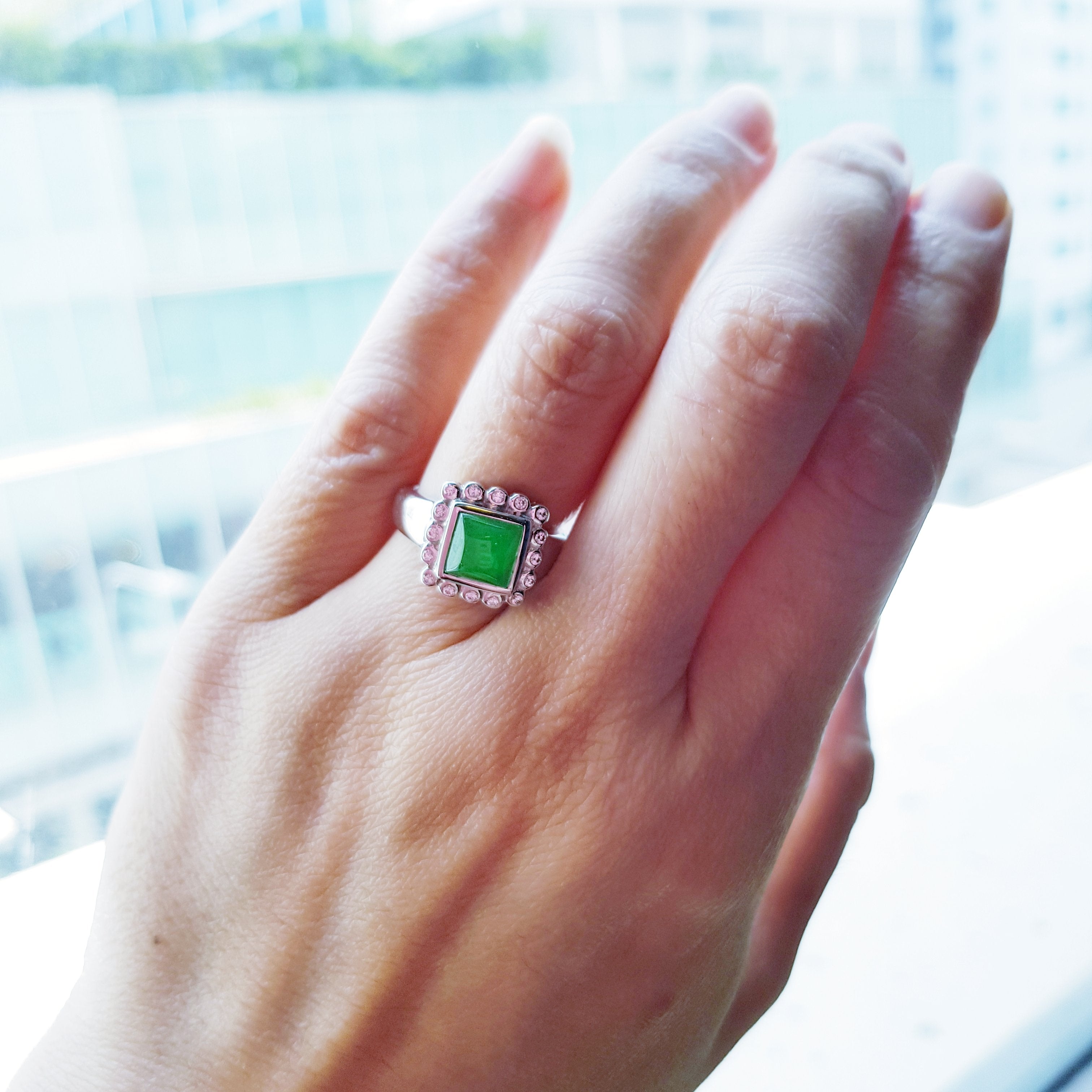 H1 Halo Jade Ring