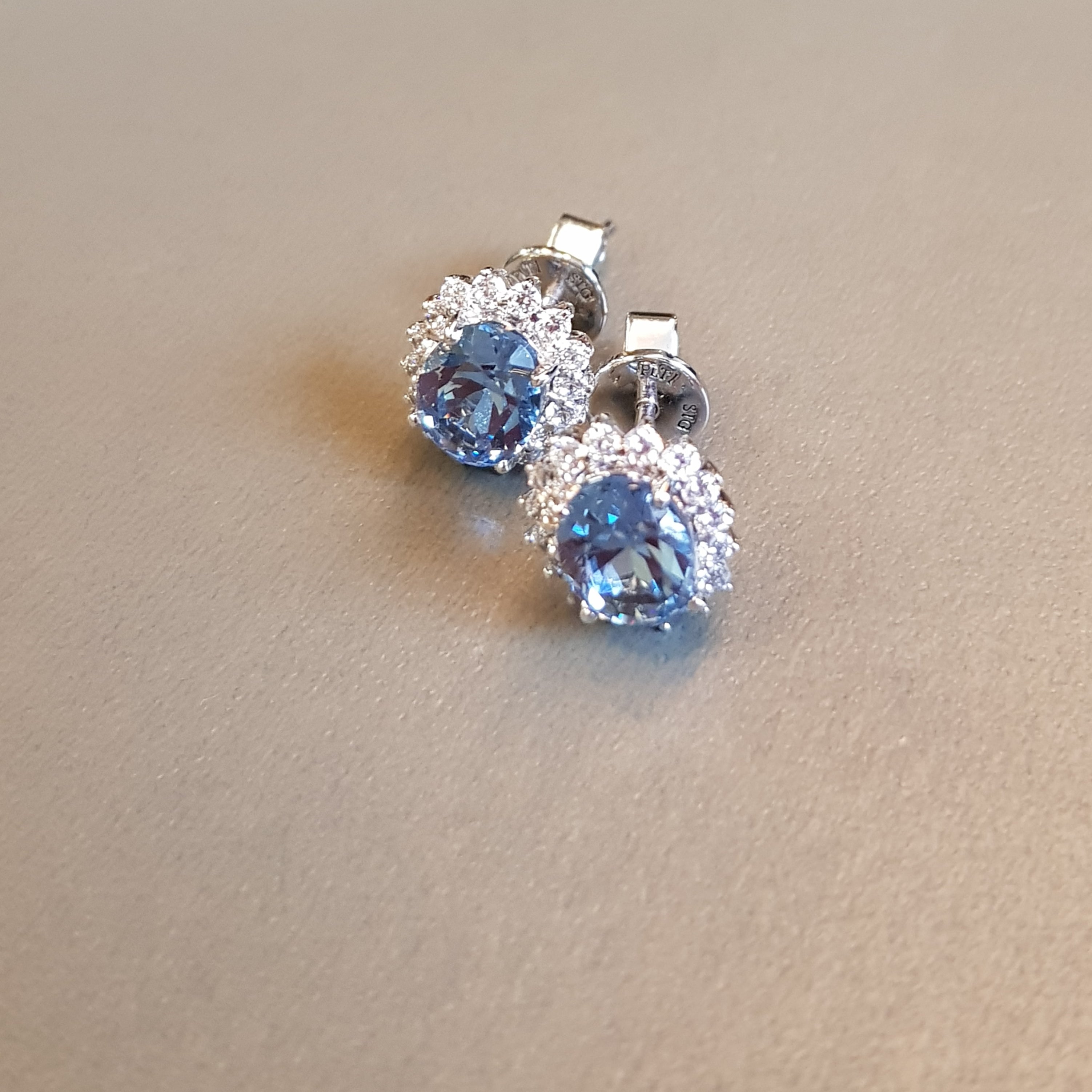 Cluster Aquamarine Diamond Simulants Earrings