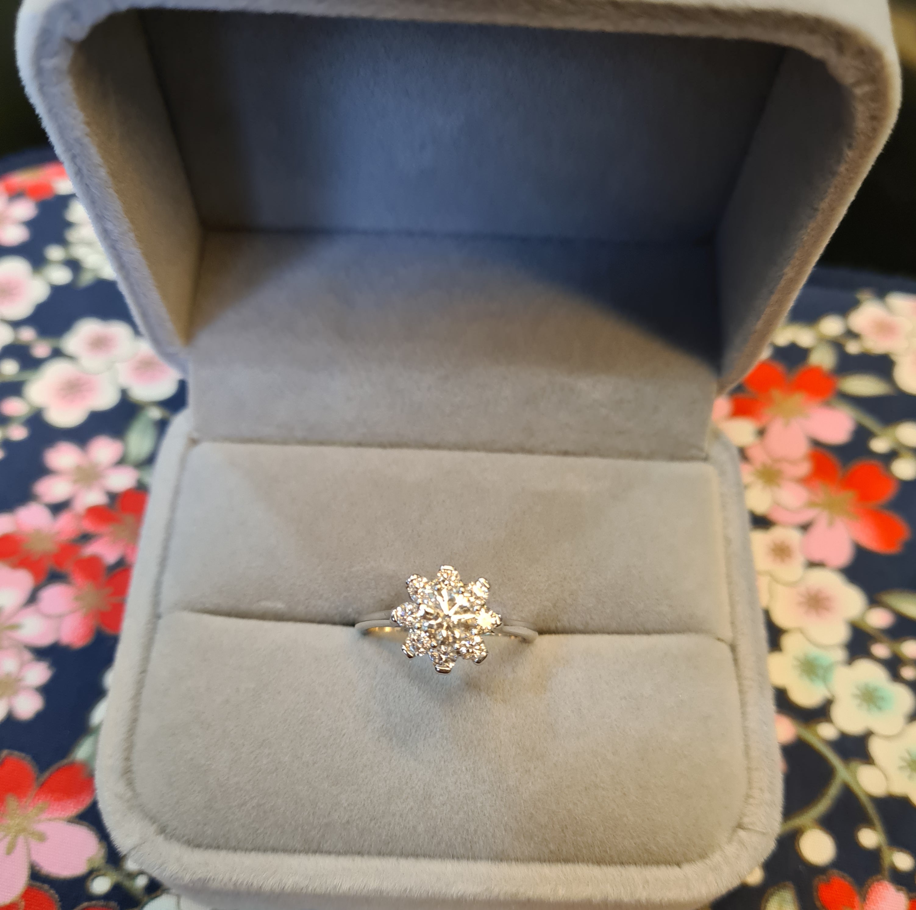 Floral Diamond Engagement Ring