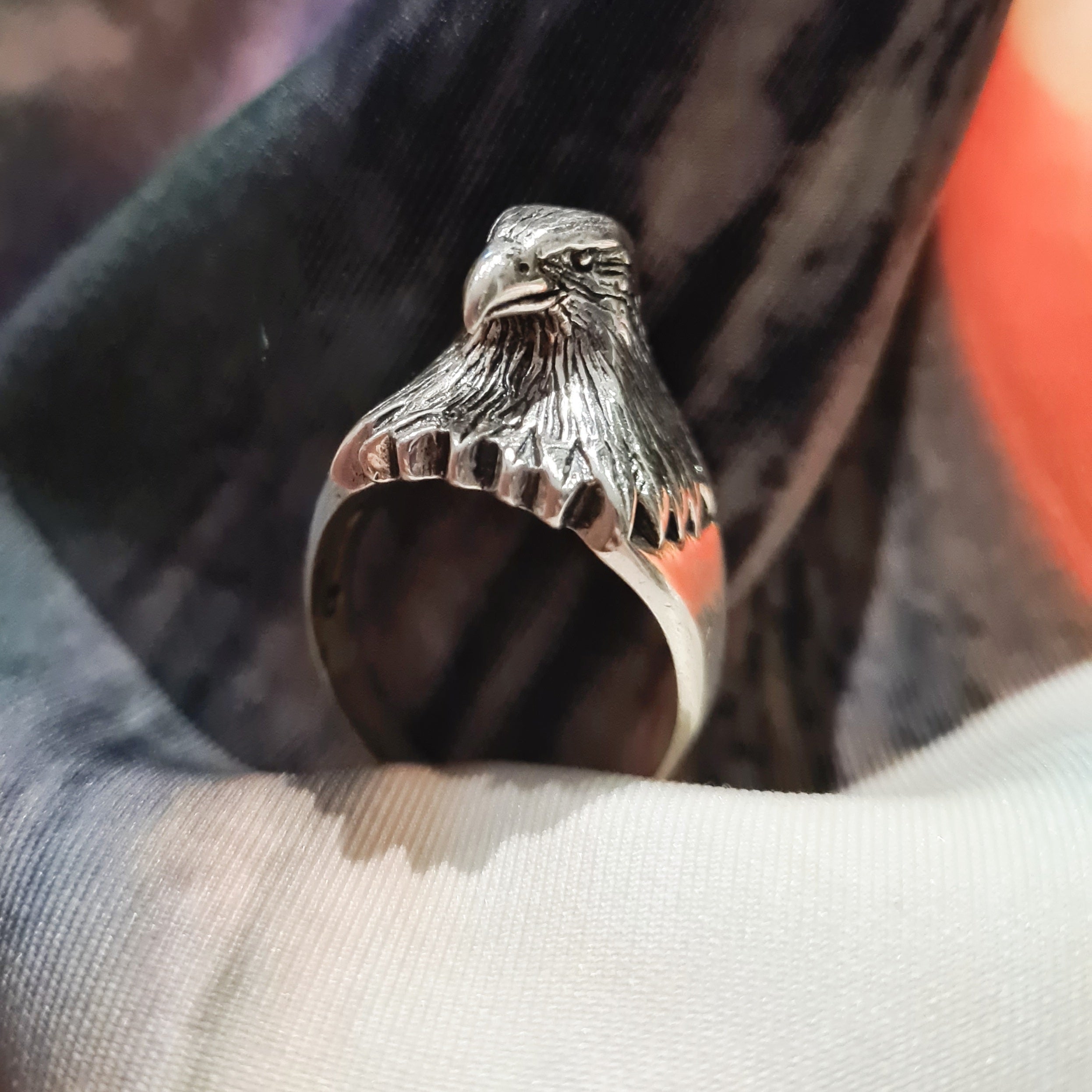 Eagle head ring silver three-dimensional inlaid red eye hipster punk retro  men's ring fashion ring | Lazada PH