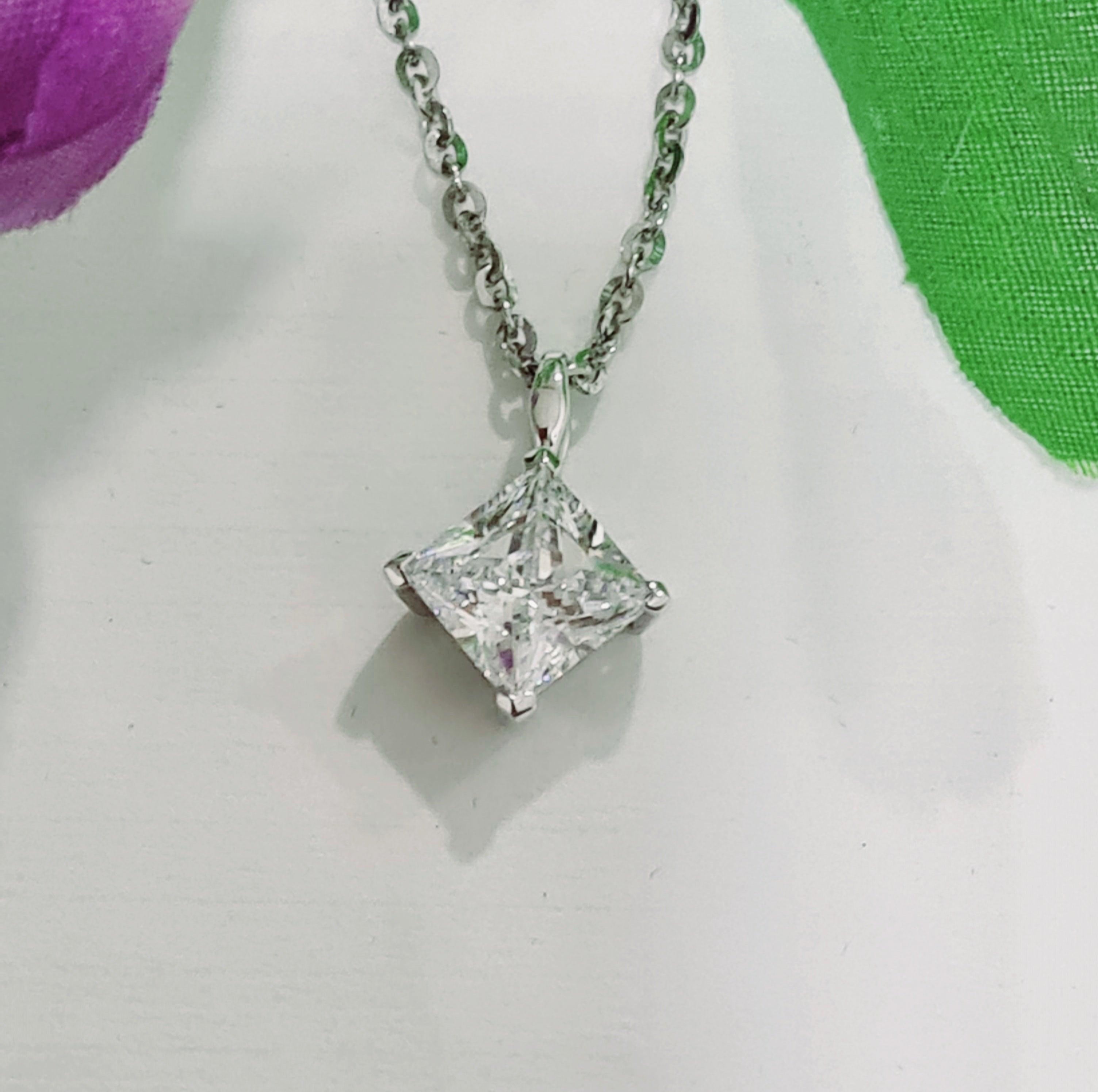 Sparkle Princess Cut Pendant