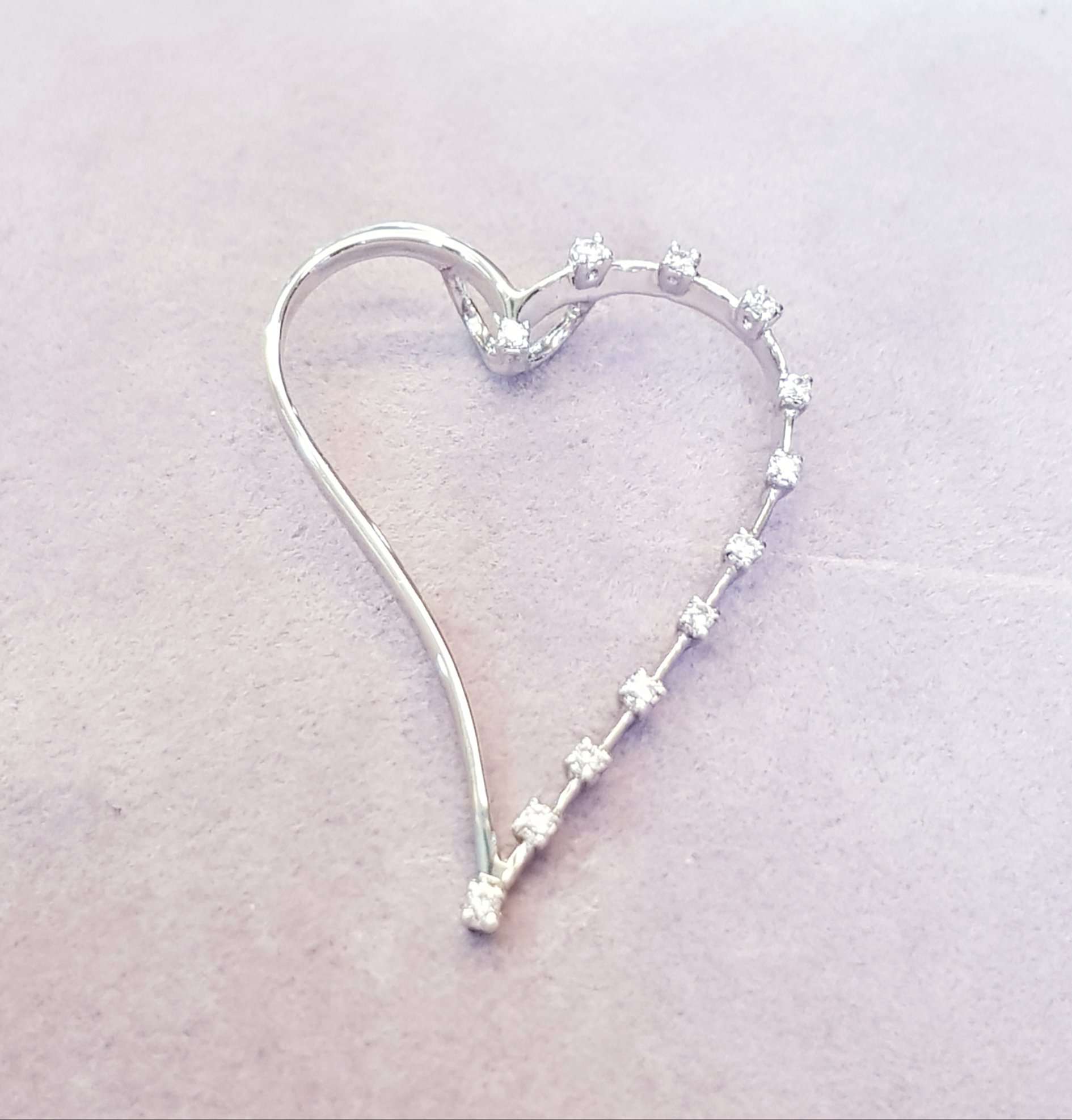 Big Heart shape Simulant diamond Pendant