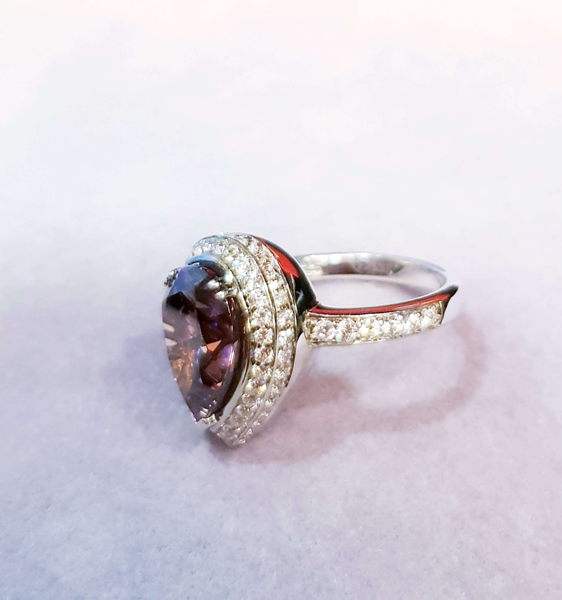 Halo Rose Pink Tourmaline Ring